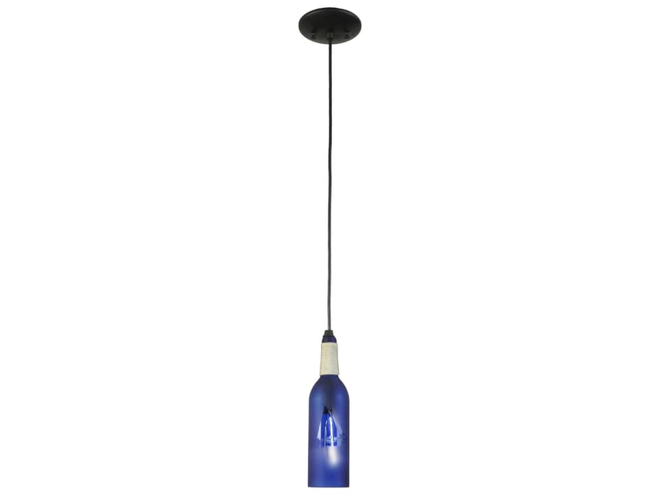 Nautical 1-Light Black Frosted Glass Mini Pendant