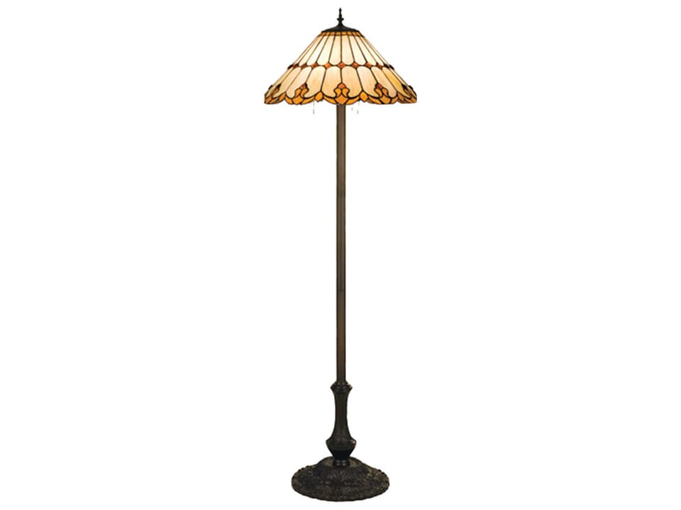 Tiffany Nouveau Cone 3-Light Stained Glass Floor Lamp in Mahogany Bronze
