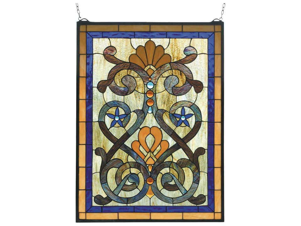 Mandolin Stained Glass Window Panel Handcrafted Victorian Art