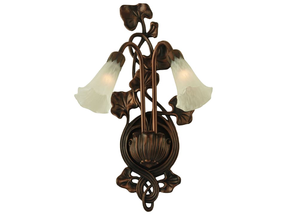 Nouveau 2-Light Bronze Tiffany Wall Sconce