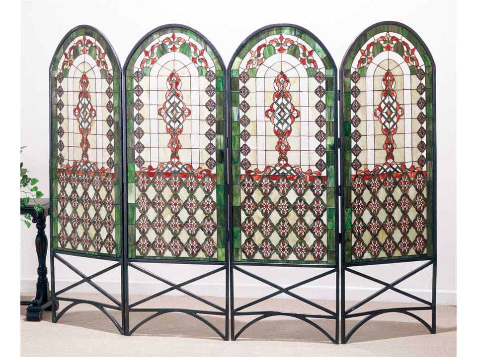 Quatrefoil Classical 4-Panel Folding Room Divider in Timeless Bronze
