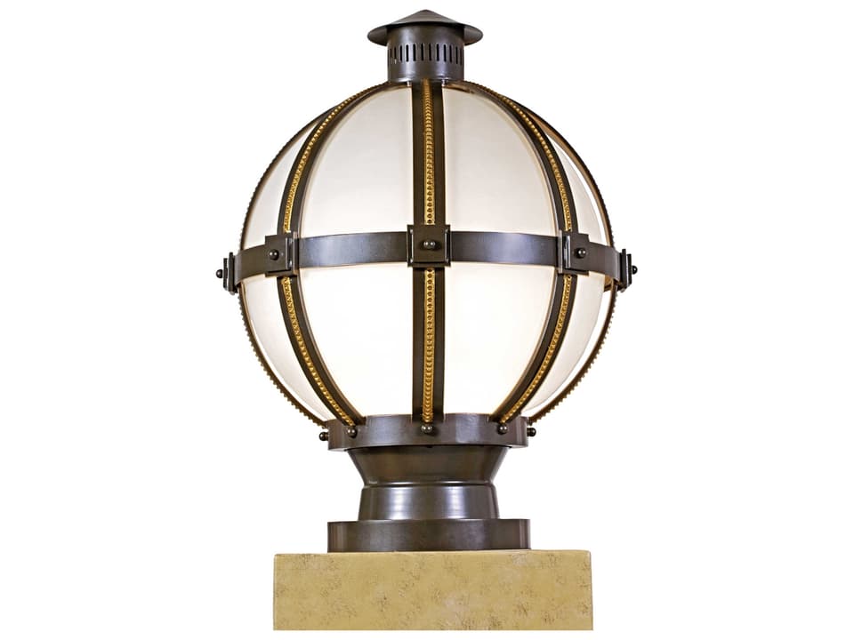Orbital 1-Light Outdoor Pier Light in Chestnut with Gold Highlights