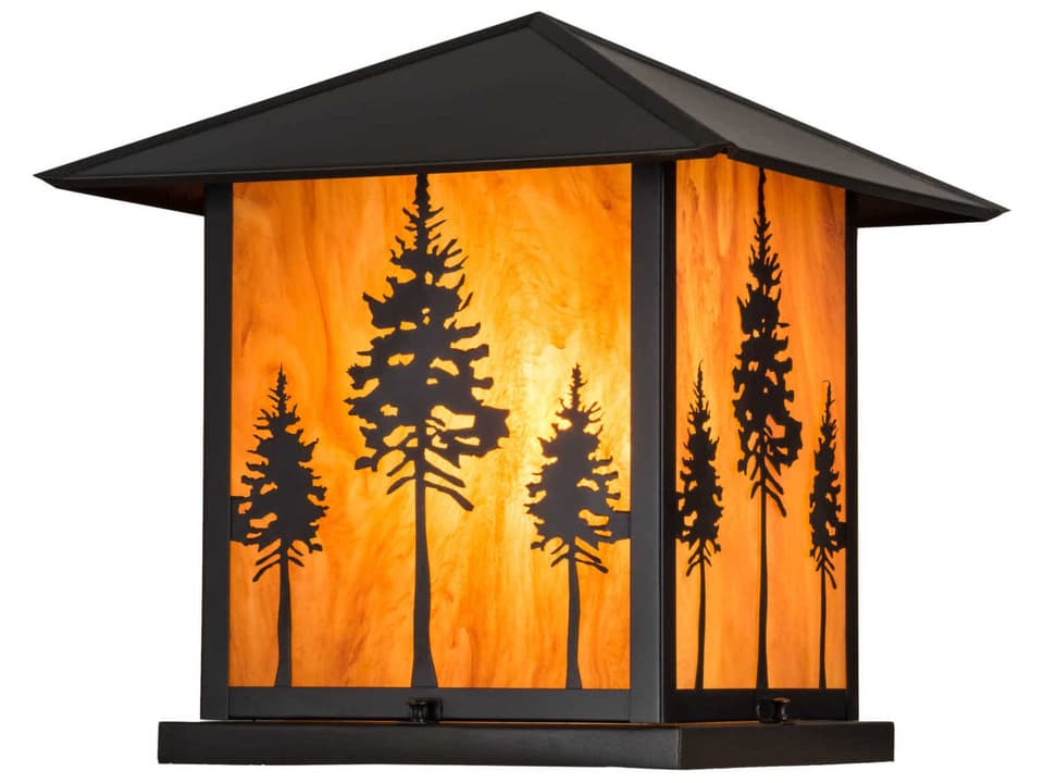 Glass Rustic Lodge Outdoor Post Light