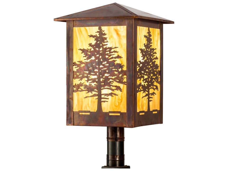 Tamarack Rustic Lodge Outdoor Post Light Vintage Copper