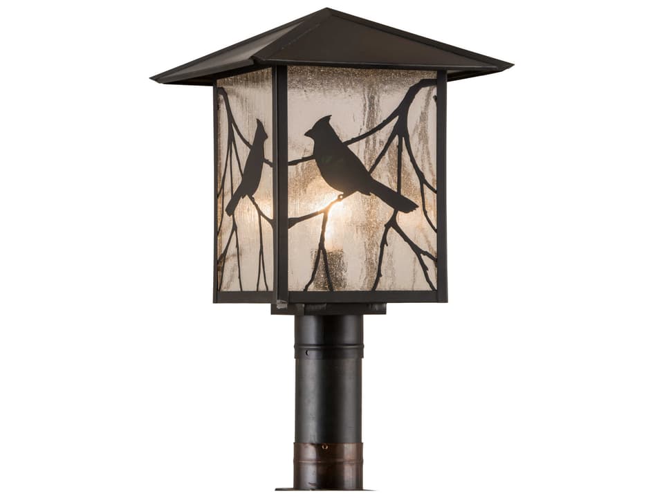Tiffany Sequoia 1-Light Outdoor Post Light in Craftsman Brown
