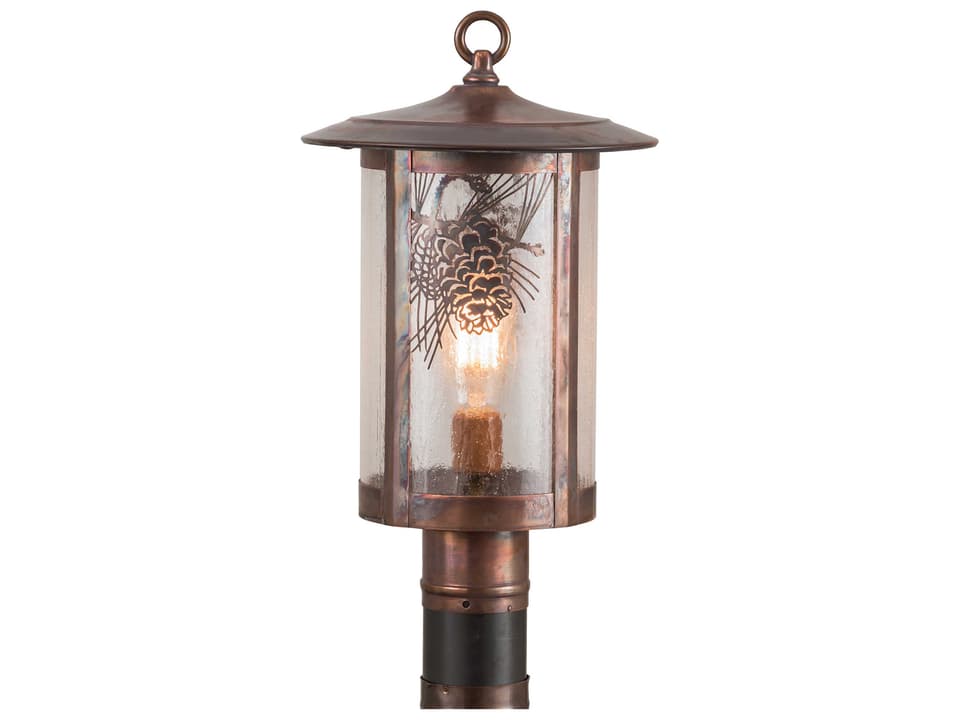 Fulton Rustic Lodge 1-Light Outdoor Post Mount in Vintage Copper