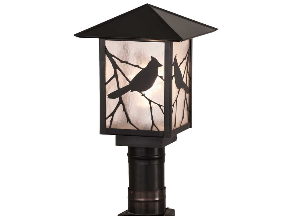 Tiffany Seneca Song Bird 1-Light Outdoor Post Light in Craftsman Brown