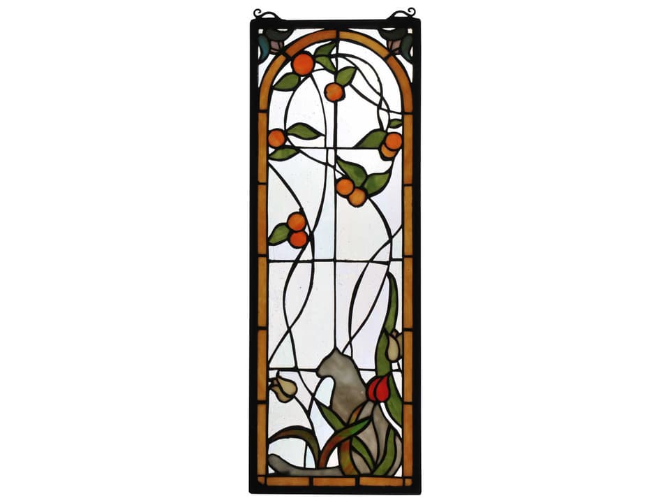 Cat & Tulips Stained Glass Window