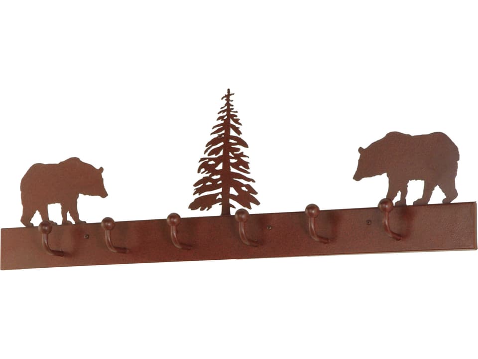Bear on the Loose 6 Hooks Coat Rack in Rust Finish