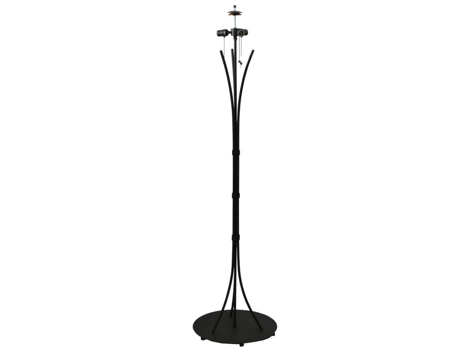 Wrought Iron Curved Arm 3-Light Floor Lamp Base in Black