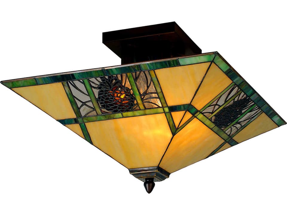 Pinecone Two Light Semi-Flush Mount Ceiling Fixture in Mahogany Bronze