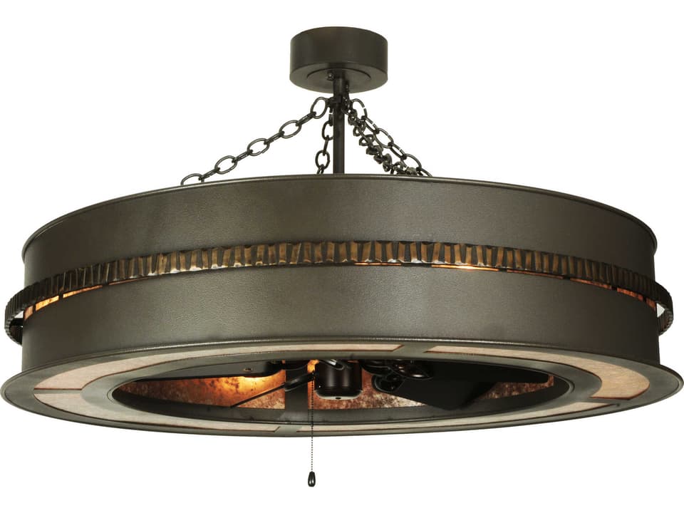 Golden Forge 8-Light Chandel-Air with Integrated Fan in Antique Black