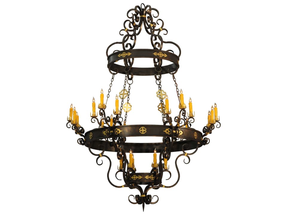 Rustic 2-Light Yellow Candelabra Chandelier