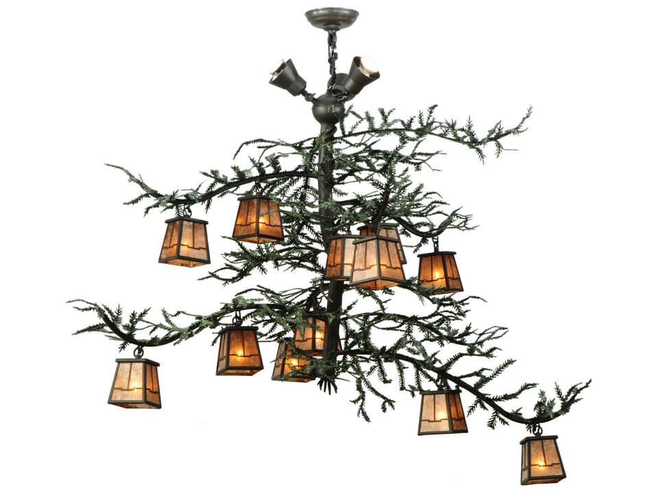 Pine Branch Valley View 15-Light Copper Lantern Chandelier
