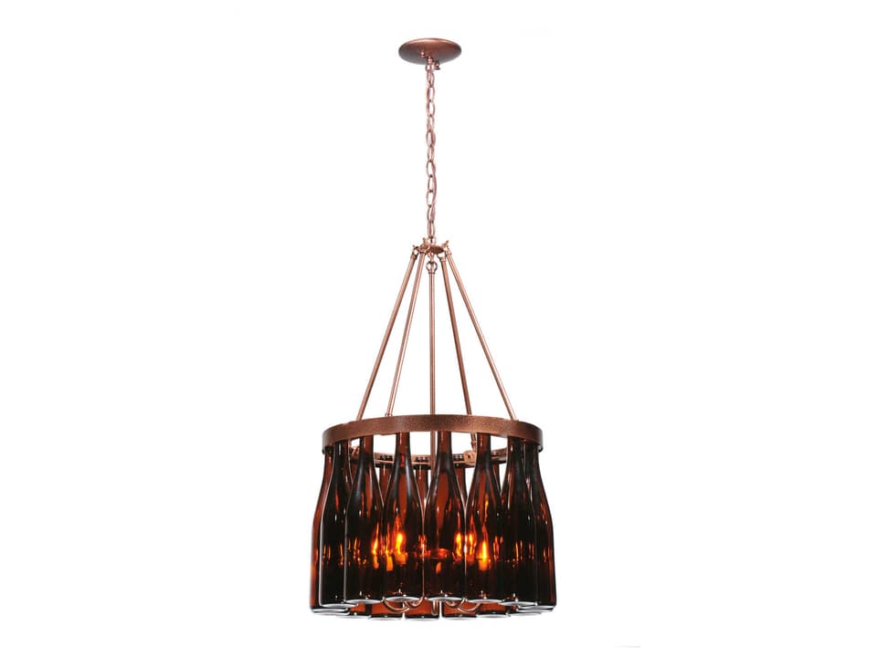 Tiffany 5-Light Tuscan Vineyard Wine Bottle Chandelier in Copper Vein