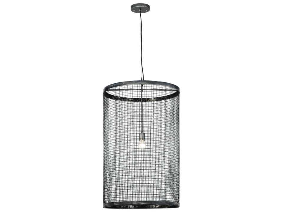 Rustic 1-Light Black Cilindro Cage Pendant