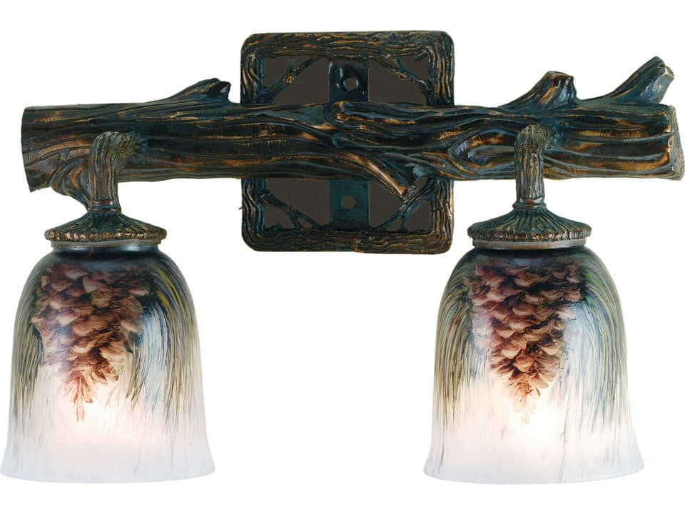 Tiffany Pinecone 2-Light Wall Sconce with Hand-Painted Glass Shades