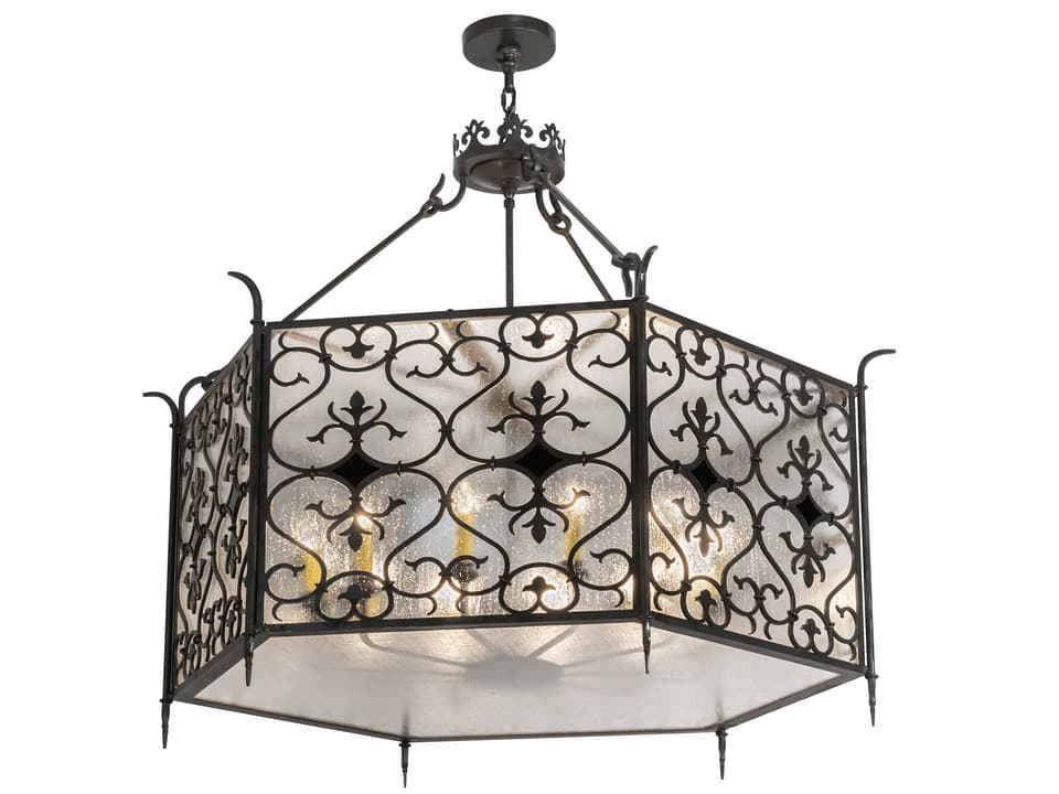 Saskia 12-Light Custom Black Glass Candelabra Chandelier with Hand Rubbed Iron Finish
