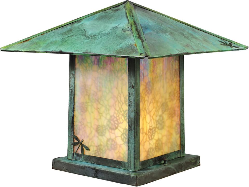 Tiffany Seneca 2-Light Outdoor Pier Mount Post Light in Verdigris