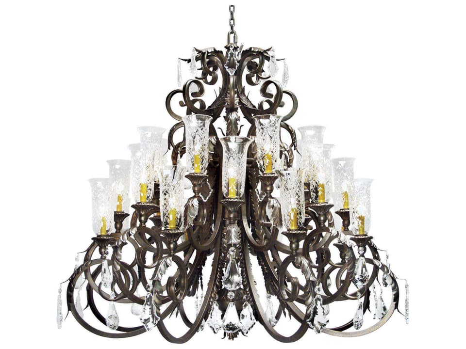 Serratina 24-Light Corinth Gray Chandelier with Crystal Shades