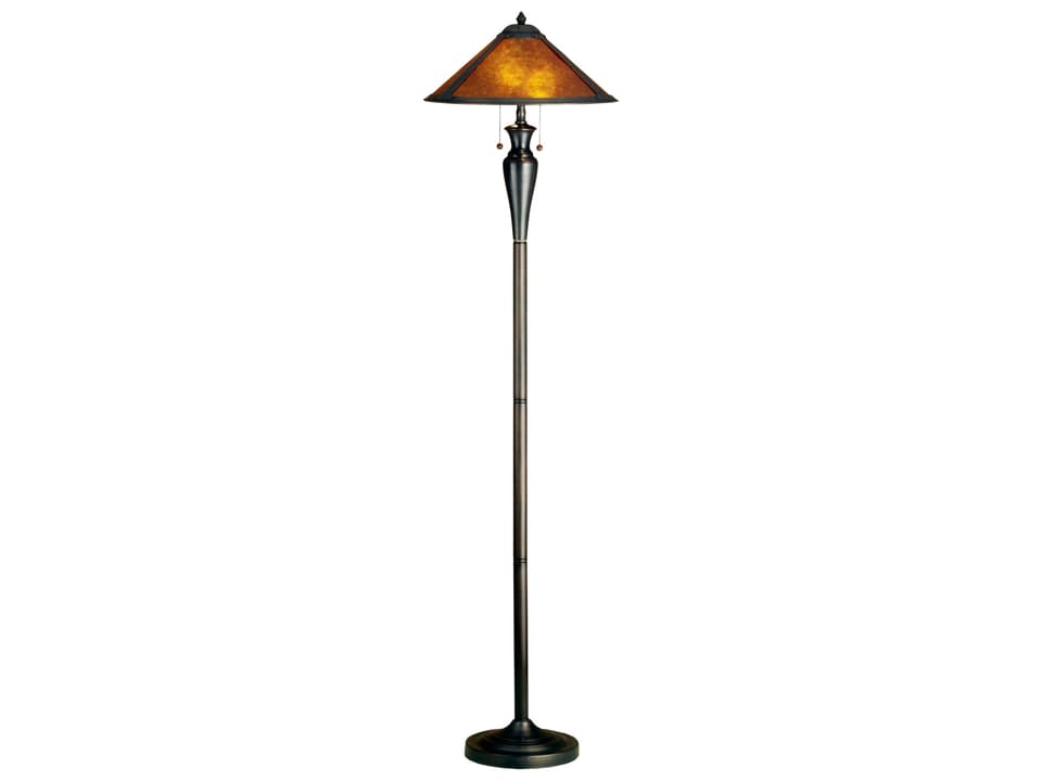 Sutter 2-Light Amber Mica Floor Lamp in Mahogany Bronze