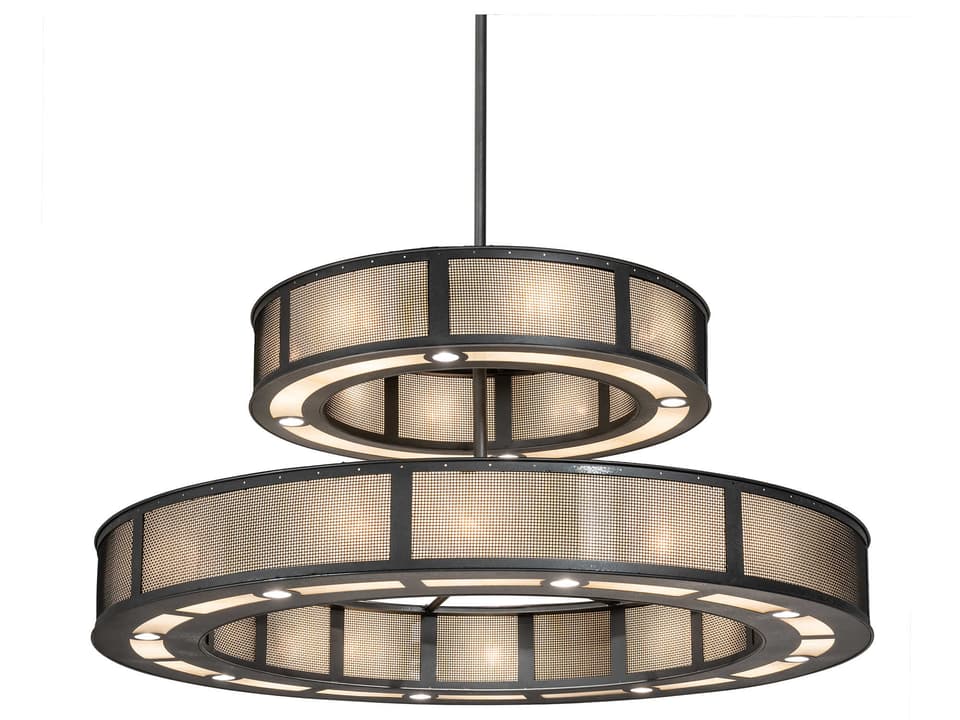 Telluride Magic 24 12-Light Natural Iron Solar Black Drum Chandelier
