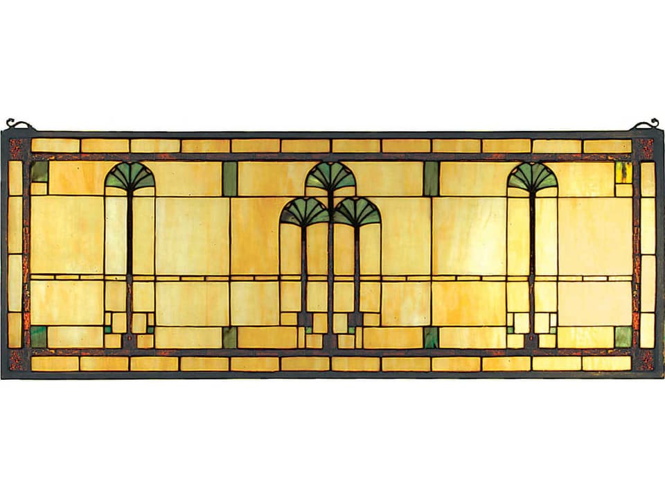 Tiffany Ginkgo Stained Glass Window Panel Arts and Crafts Style