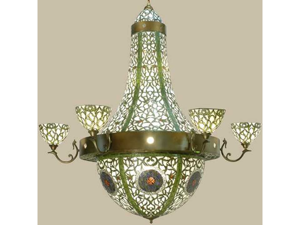 Tiffany 2-Light Green Glass Bowl Chandelier