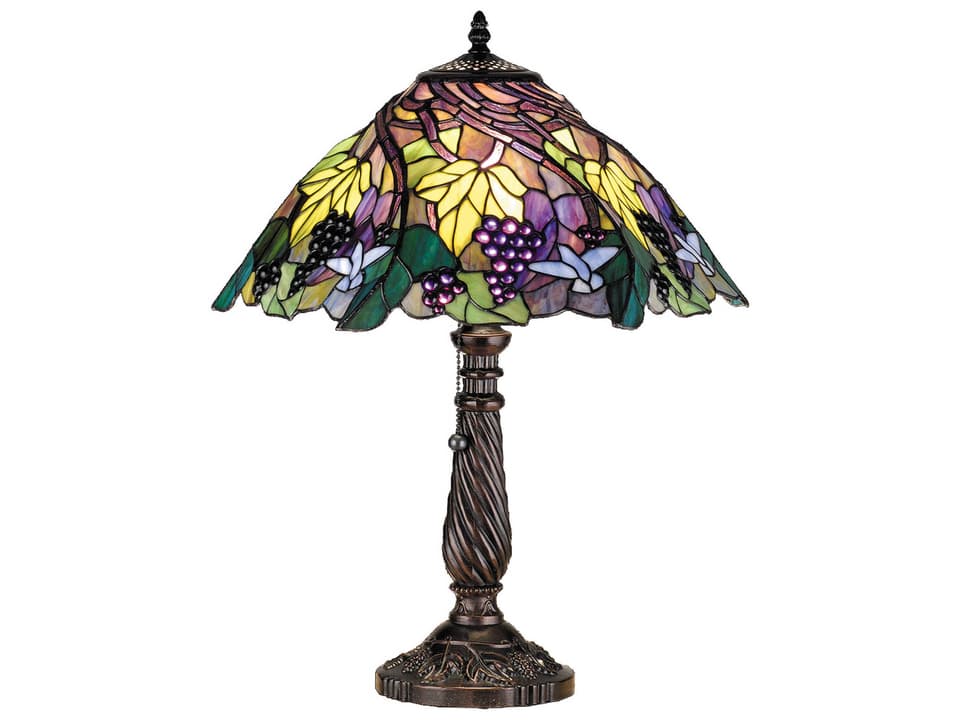Tiffany Spiral Grape 22-Inch Table Lamp in Mahogany Bronze