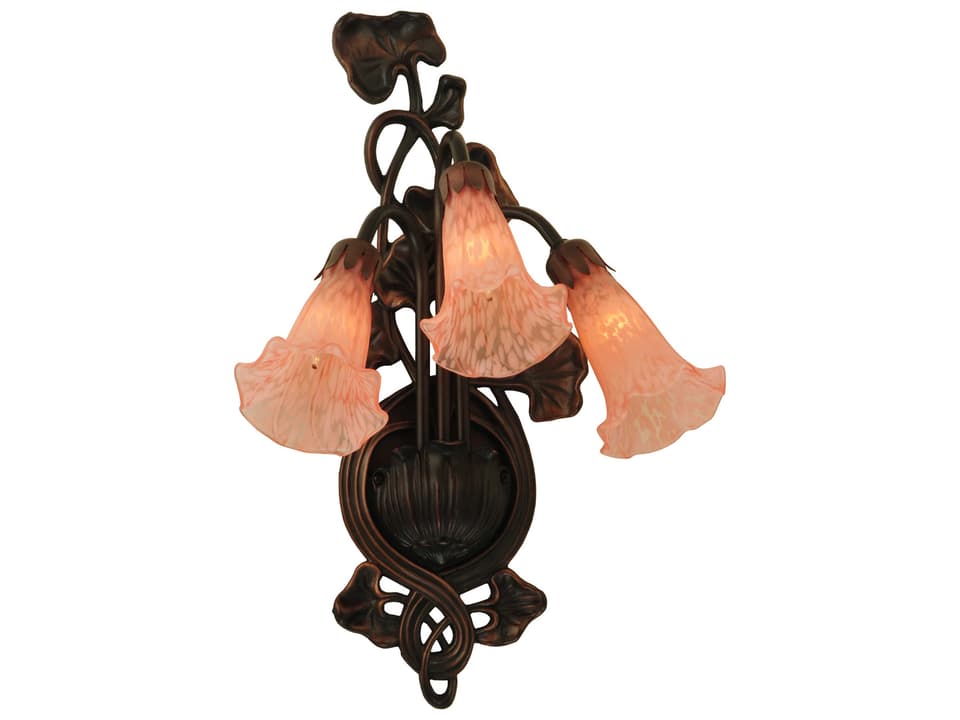Pond Lily 3-Light Victorian Tiffany Wall Sconce in Mahogany Bronze