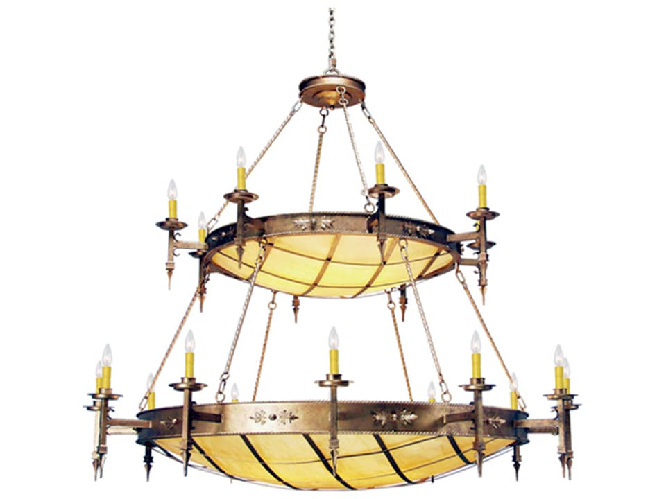 Valencia 16 20-Light Amber Brown Bowl Candelabra Tiered Chandelier