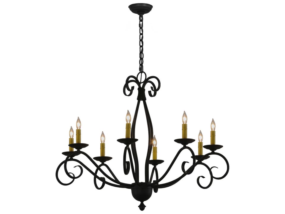 Tiffany Sienna 8-Light Taper Candle Chandelier in Blackwash Finish