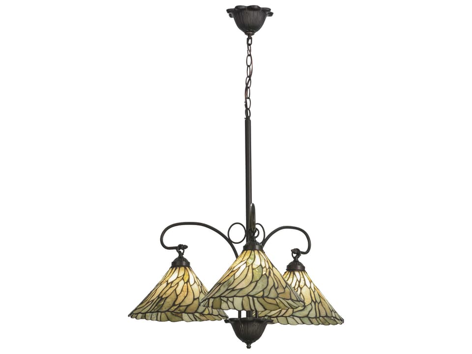 Willow 3-Light Tiffany Chandelier in Mahogany Bronze