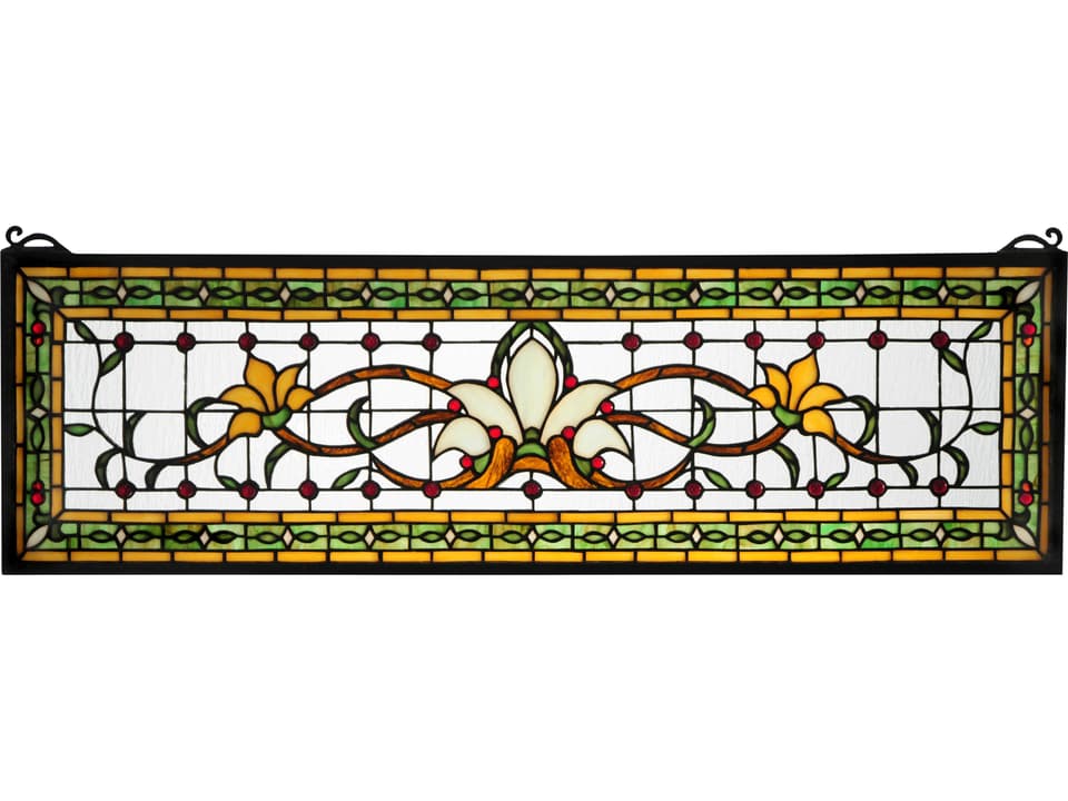 Fairytale Transom Stained Glass Window Victorian Floral Design