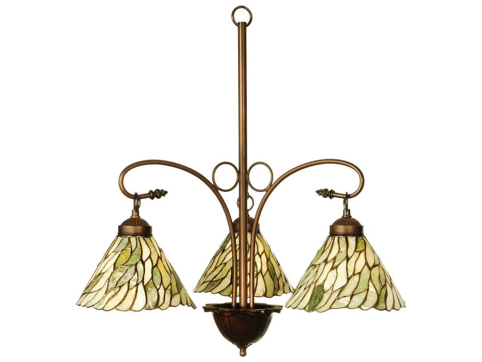 Willow 3-Light Tiffany Chandelier in Mahogany Bronze