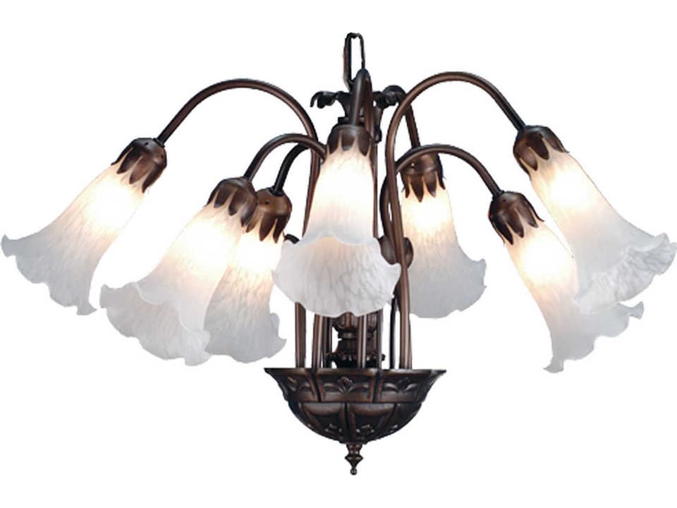 Tiffany 7-Light White Collection Chandelier in Mahogany Bronze Finish
