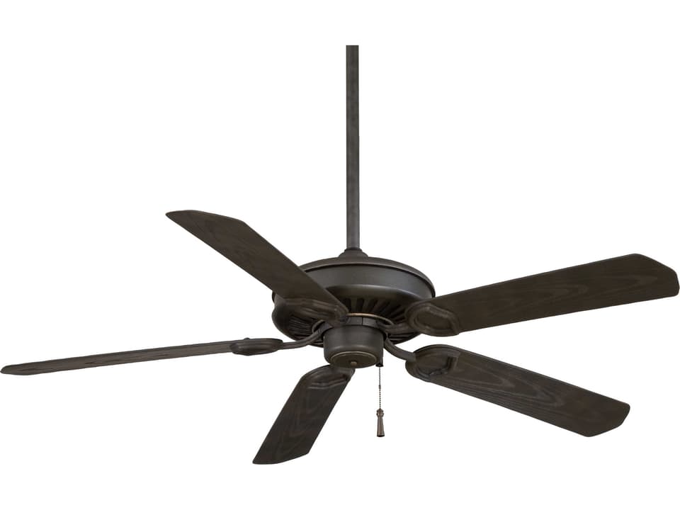 Sundowner 54-Inch 5-Blade Outdoor Ceiling Fan in Black Iron with Aged Iron Accents