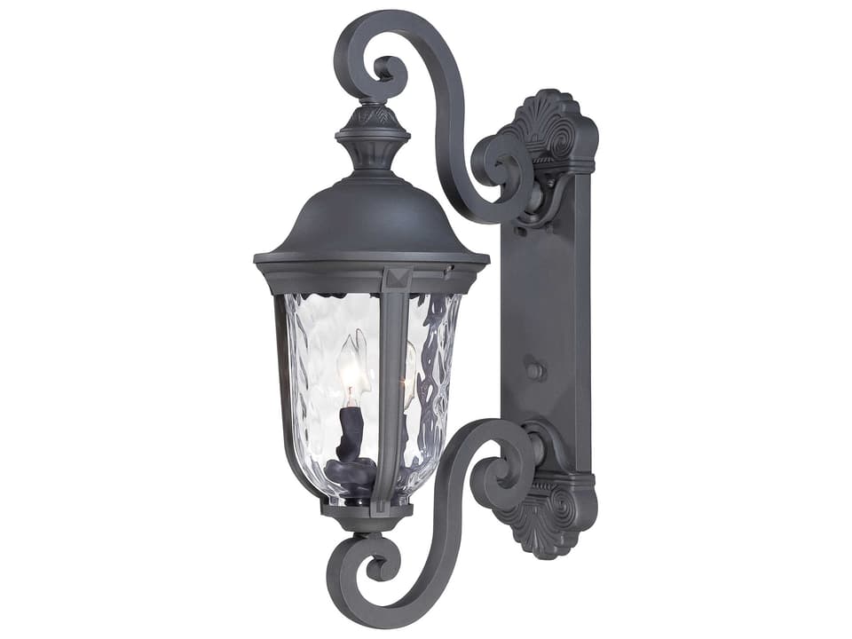 Ardmore 2-Light Outdoor Wall Sconce in Coal Black with Hammered Glass