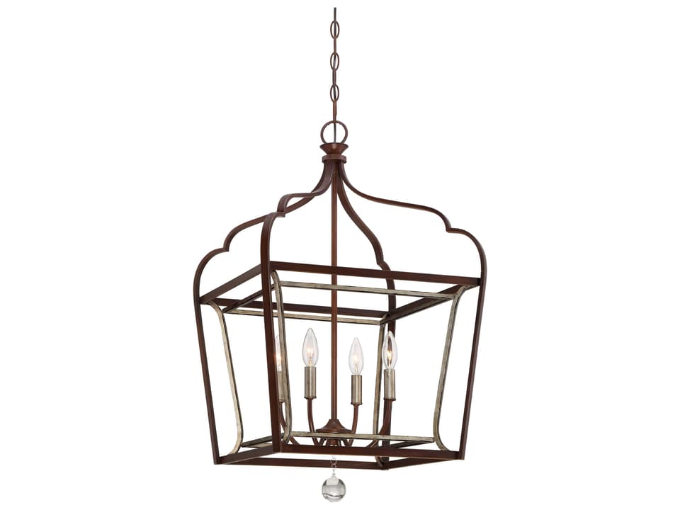 Astrapia 4-Light Foyer Pendant in Dark Rubbed Sienna and Aged Silver
