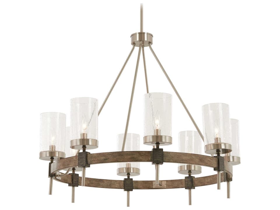 Bridlewood 8-Light Chandelier in Stone Grey with Brushed Nickel