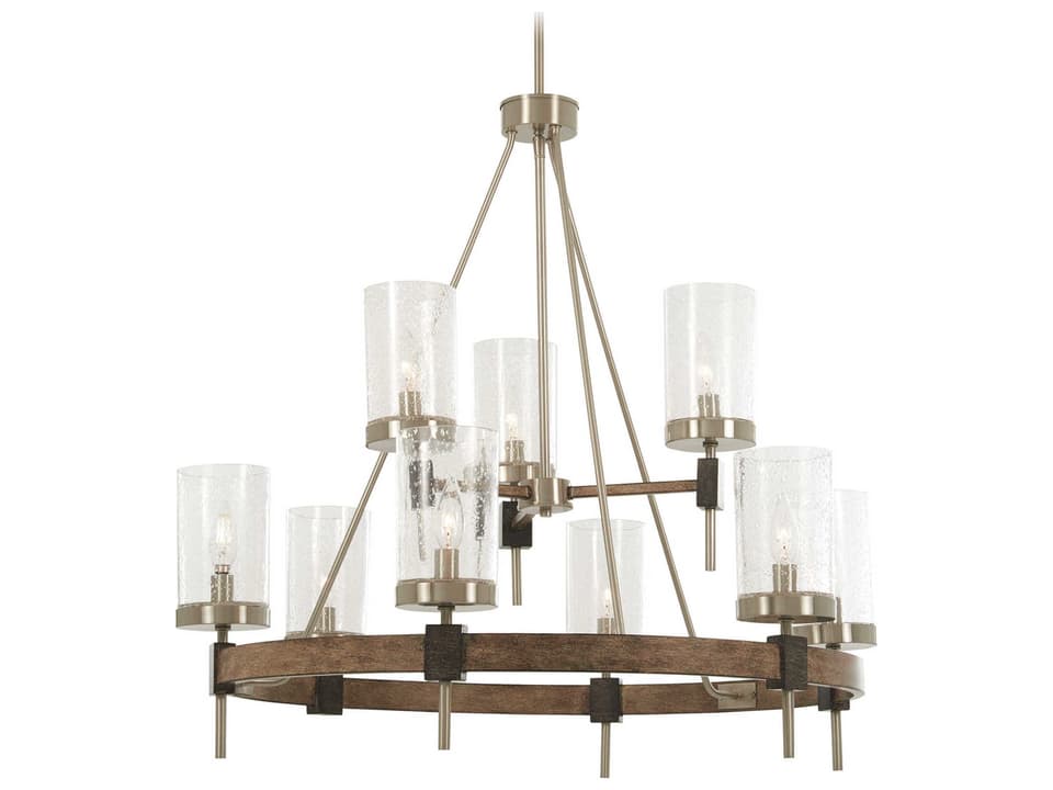 Bridlewood 9-Light Chandelier in Stone Grey with Brushed Nickel Finish