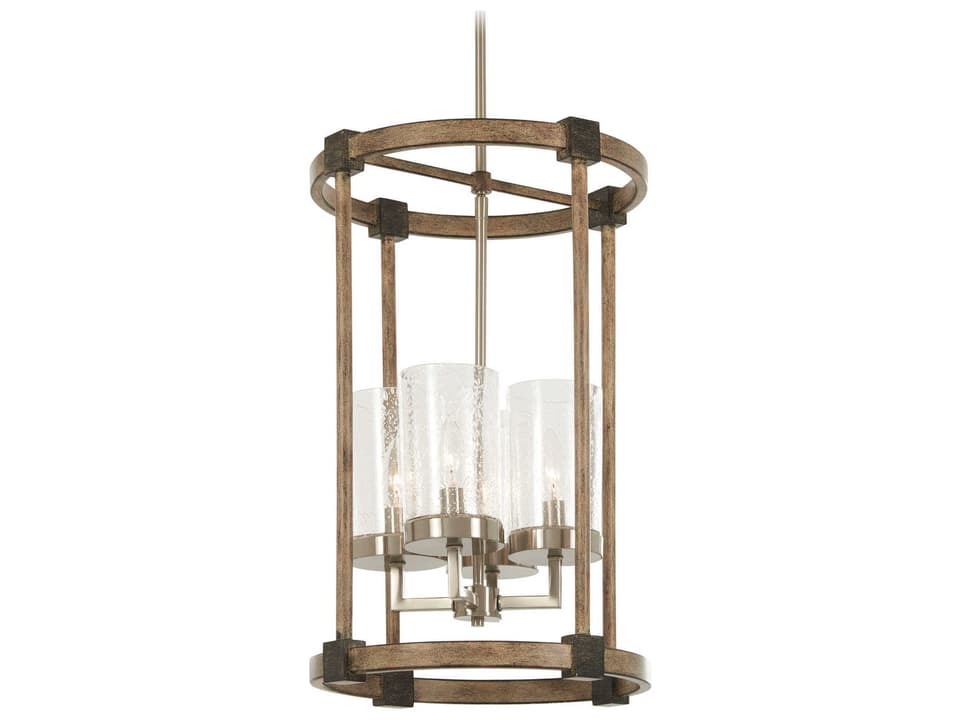 Bridlewood 4-Light Stone Grey Brushed Nickel Glass Candelabra Cylinder Chandelier