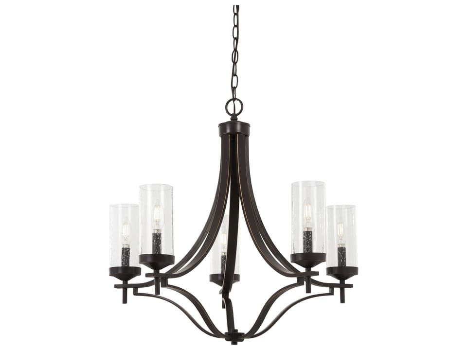 Elyton 5-Light Downton Bronze Gold Highlight Glass Candelabra Cylinder Chandelier