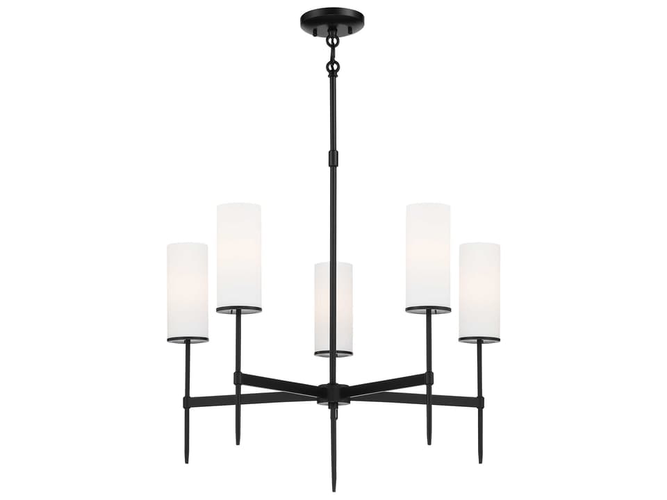 First Avenue 5-Light Chandelier in Coal with Etched White Glass