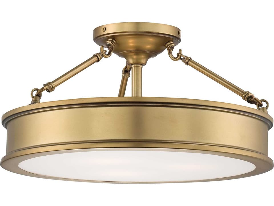 Harbour Point 3-Light Semi-Flush Mount Ceiling Light in Liberty Gold