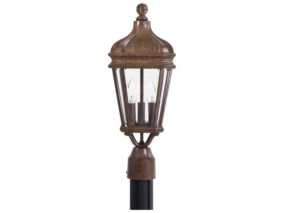 Harrison 3-Light Outdoor Post Mount Lantern in Vintage Rust