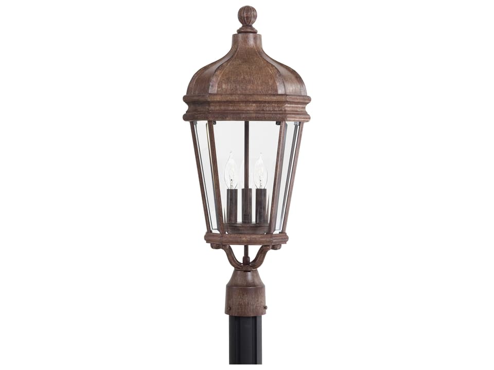 Harrison 3-Light Outdoor Post Mount in Vintage Rust Finish
