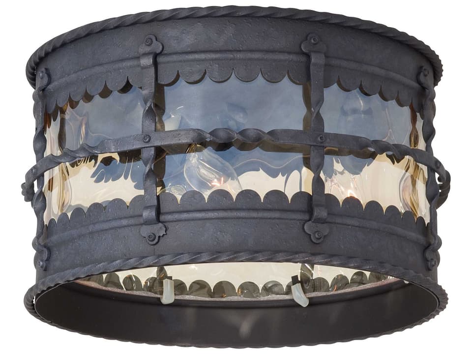 Mallorca 3-Light Outdoor Ceiling Light in Spanish Iron