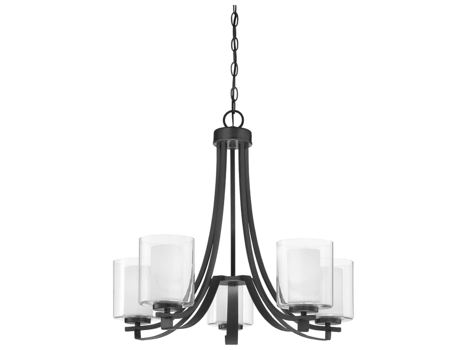 Parsons Studio 5-Light Chandelier in Sand Coal with Clear and Etched White Glass