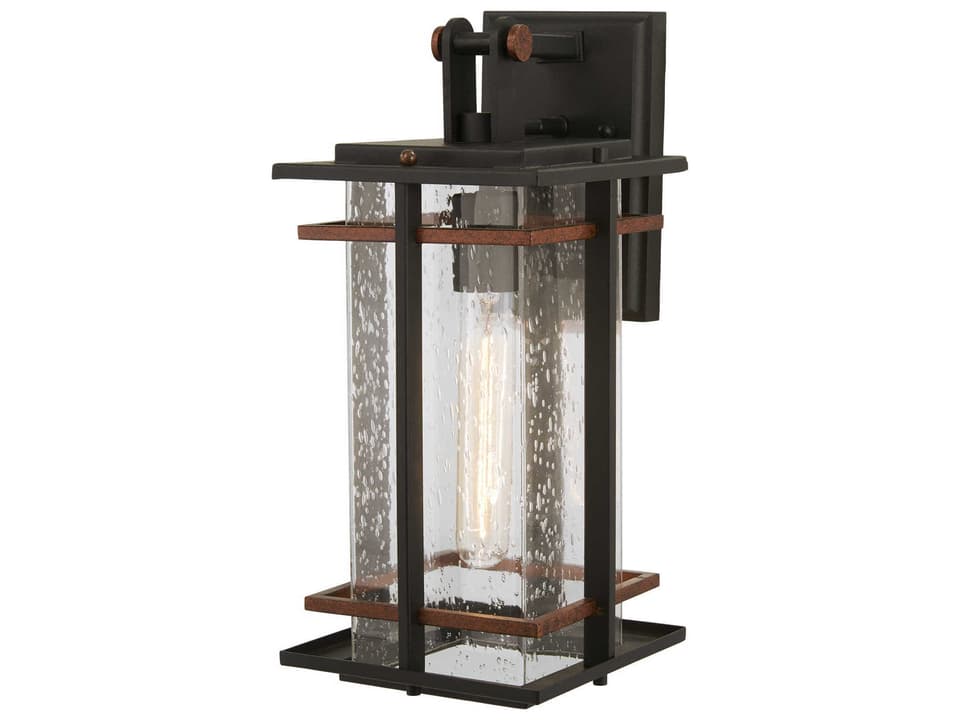 San Marcos 1-Light Outdoor Wall Sconce in Black with Antique Copper Accents